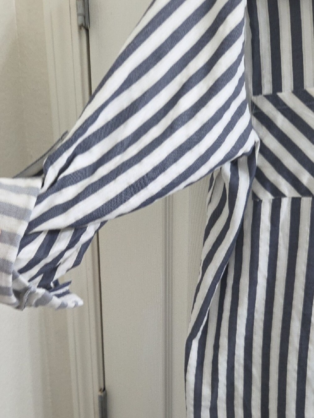 Ashley Stewart Black & White Striped Button-Front Tunic - Picture 3 of 8